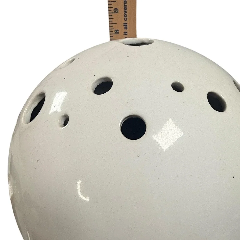 VTG 1970s Michael Lax Flower Frog Vase Hyalyn Hi Line White‎ Ceramic Sphere Orb